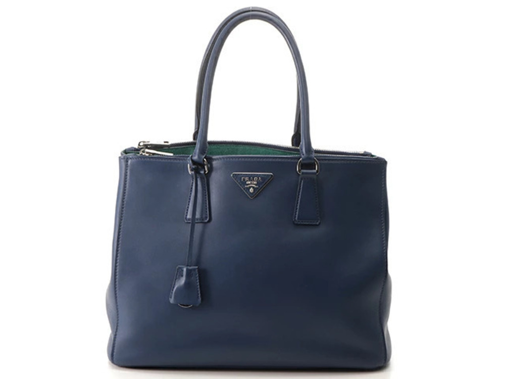 Prada Galleria Handbag Blue Green City Calf Suede
